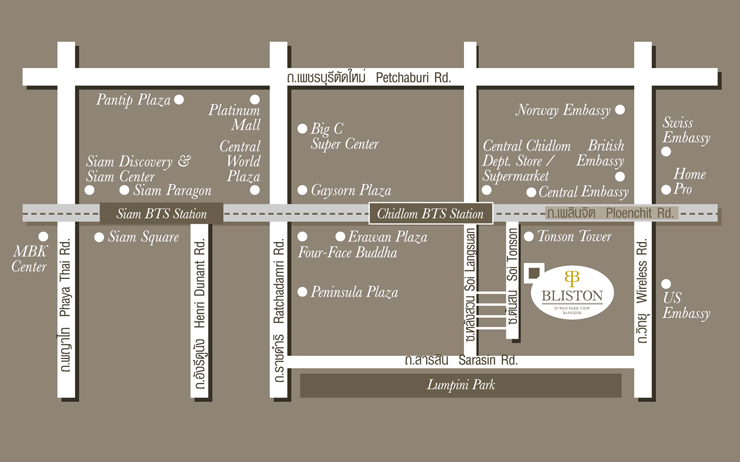 Map Bliston - Bangkok Serviced Apartment
